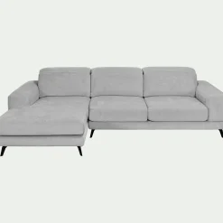 Canapé d'angle gauche avance recule en tissu doux - gris