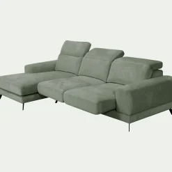 Canapé d'angle gauche avance recule en tissu doux - vert