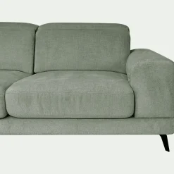 Canapé d'angle gauche avance recule en tissu doux - vert