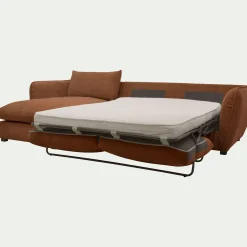Canapé d'angle gauche convertible en tissu Nature - brun rustrel