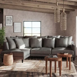 Canapé d'angle gauche convertible en tissu joint - gris restanque