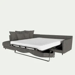 Canapé d'angle gauche convertible en tissu joint - gris restanque