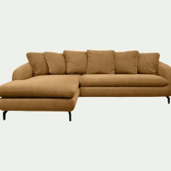 Canapé d'angle gauche convertible en tissu silent - bronze