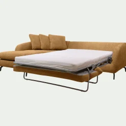 Canapé d'angle gauche convertible en tissu silent - bronze