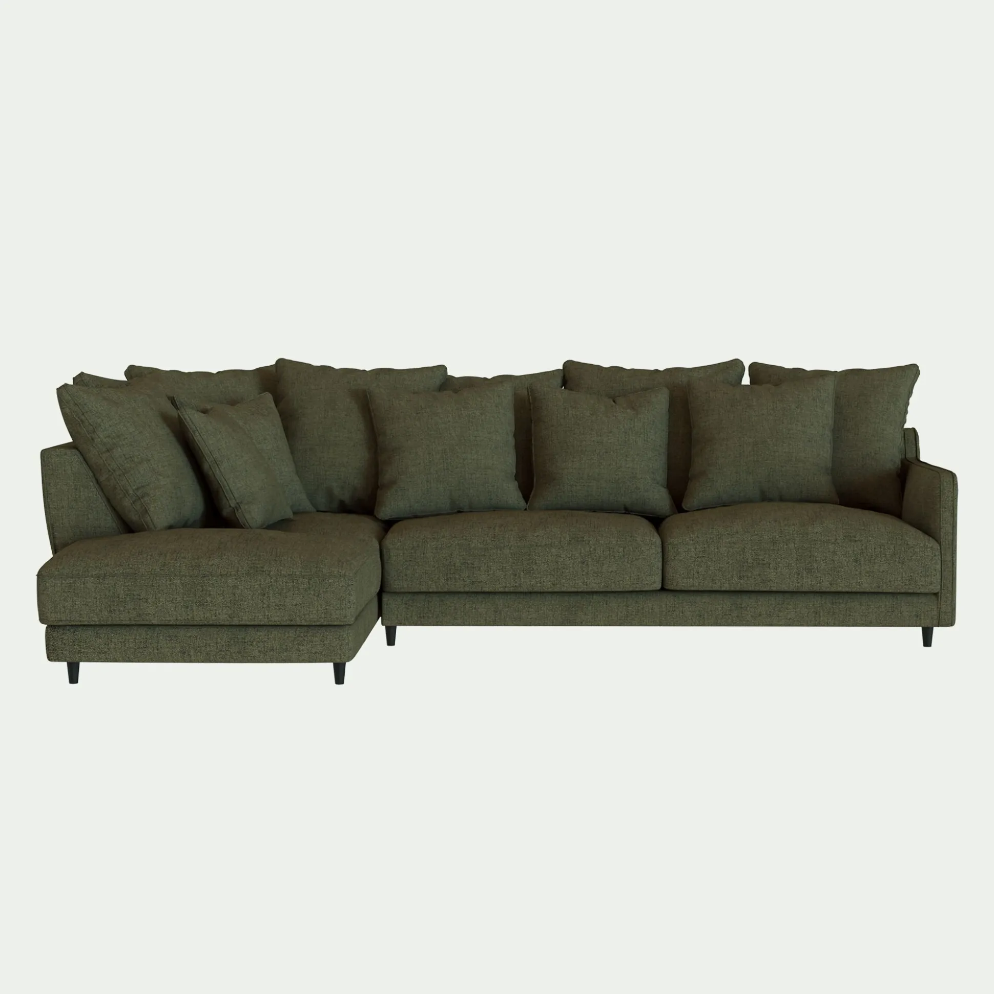 Canapé d'angle gauche convertible en tissu joint - vert cèdre