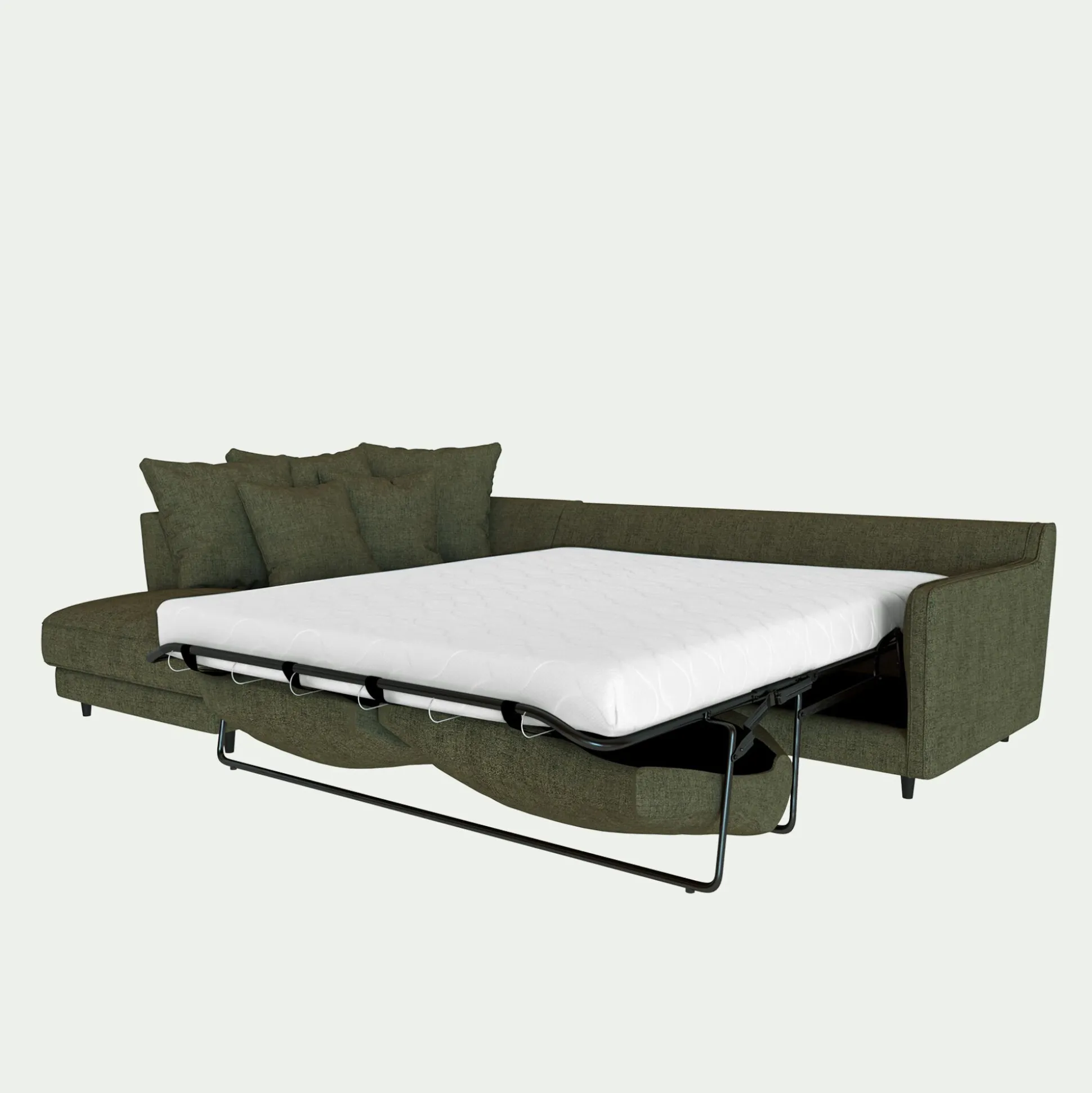 Canapé d'angle gauche convertible en tissu joint - vert cèdre