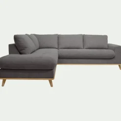 Canapé d'angle gauche convertible en tissu Storm - gris moyen