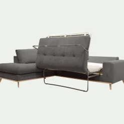 Canapé d'angle gauche convertible en tissu Storm - gris moyen
