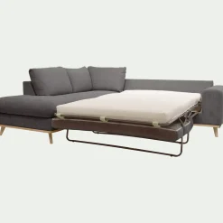 Canapé d'angle gauche convertible en tissu Storm - gris moyen