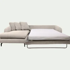 Canapé d'angle gauche convertible en tissu silent - beige roucas