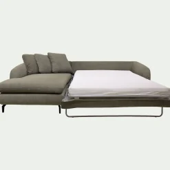 Canapé d'angle gauche convertible en tissu silent - vert garrigue