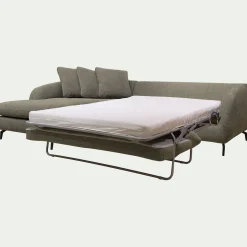 Canapé d'angle gauche convertible en tissu silent - vert garrigue