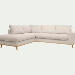 Canapé d'angle gauche convertible en tissu Storm - beige roucas