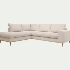 Canapé d'angle gauche convertible en tissu Storm - beige roucas
