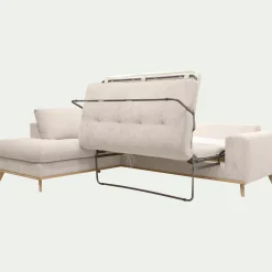 Canapé d'angle gauche convertible en tissu Storm - beige roucas
