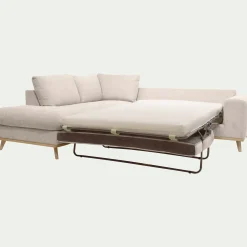 Canapé d'angle gauche convertible en tissu Storm - beige roucas