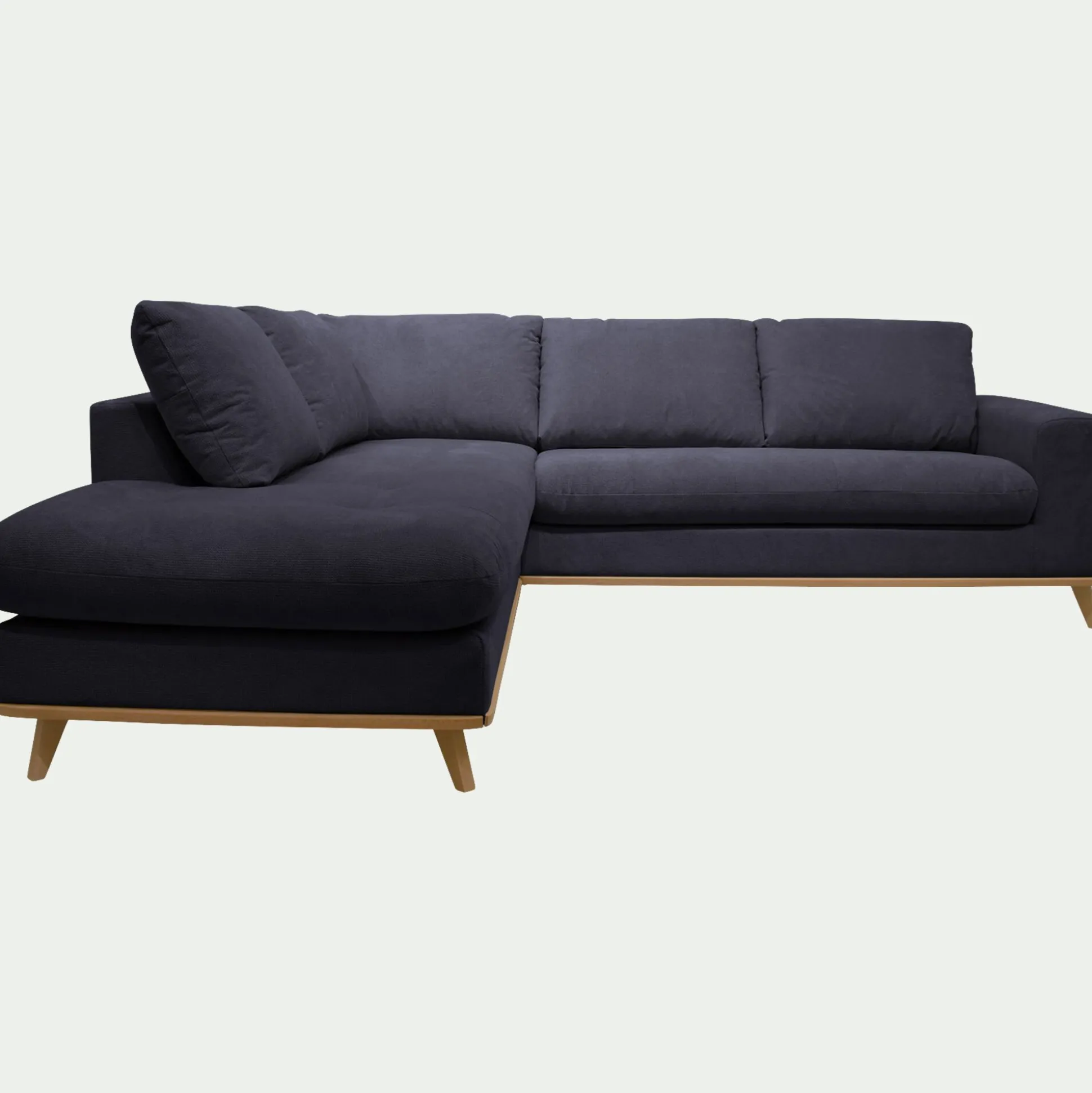 Canapé d'angle gauche convertible en tissu Crown - bleu calabrun