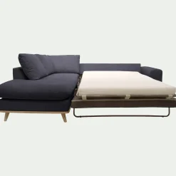 Canapé d'angle gauche convertible en tissu Crown - bleu calabrun