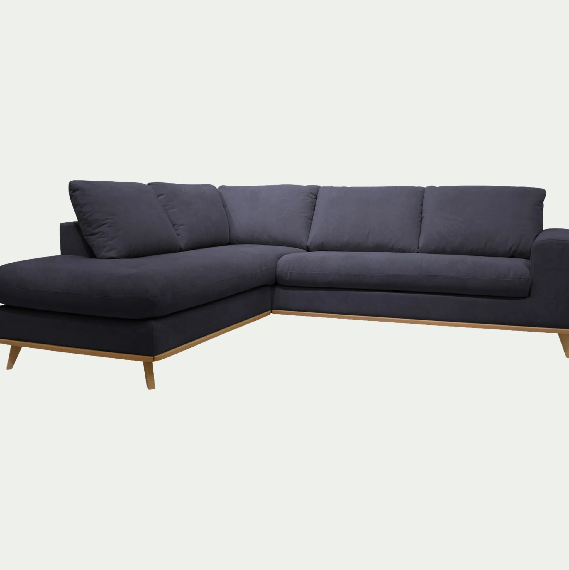 Canapé d'angle gauche convertible en tissu Crown - bleu calabrun