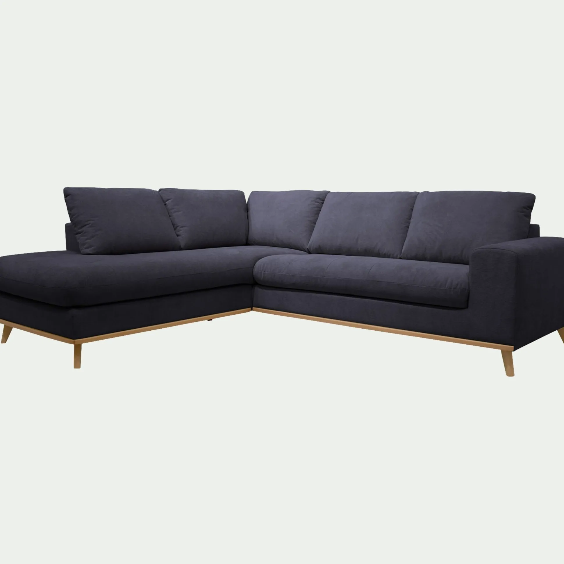 Canapé d'angle gauche convertible en tissu Crown - bleu calabrun