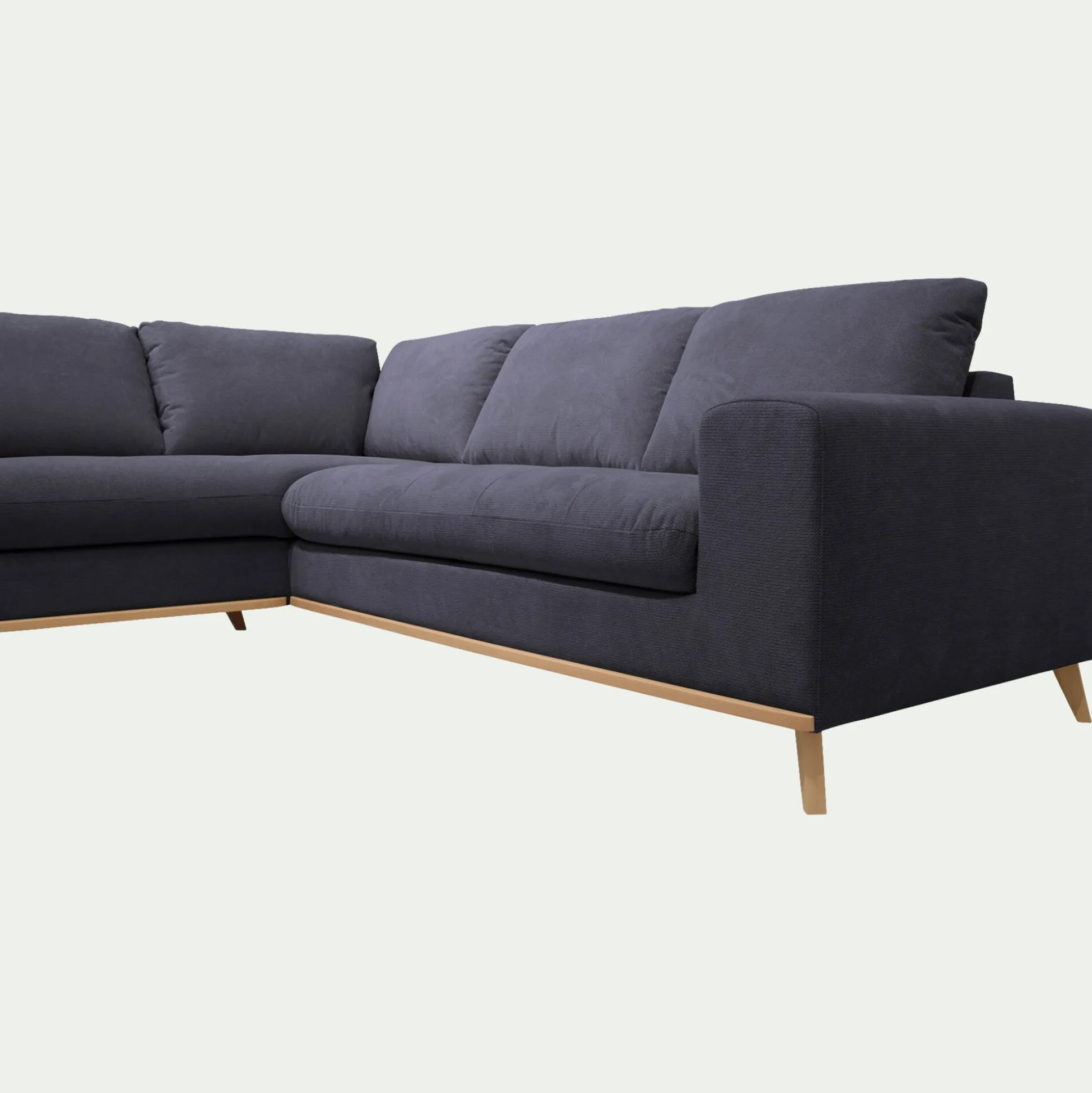 Canapé d'angle gauche convertible en tissu Crown - bleu calabrun