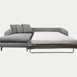 Canapé d'angle gauche convertible en tissu silent - gris ardoise