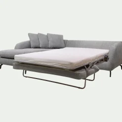 Canapé d'angle gauche convertible en tissu silent - gris ardoise