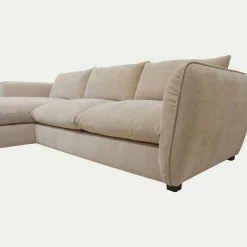 Canapé d'angle gauche convertible en tissu Nature - beige