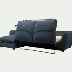 Canapé d'angle gauche convertible en tissu Nature - bleu
