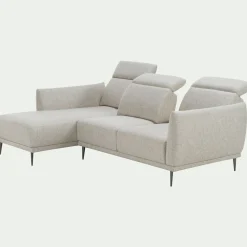 Canapé d'angle gauche en tissu avec fonction avance-recul - beige roucas