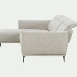 Canapé d'angle gauche en tissu avec fonction avance-recul - beige roucas
