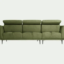 Canapé d'angle gauche fixe en tissu memphis avec fonction avance-recul - vert cèdre