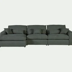 Canapé d'angle gauche fixe en tissu chenille Benjo - bleu calaluna