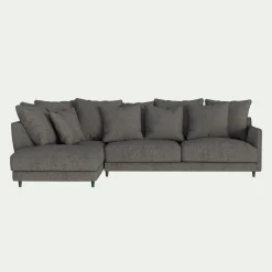 Canapé d'angle gauche fixe en tissu joint - gris restanque
