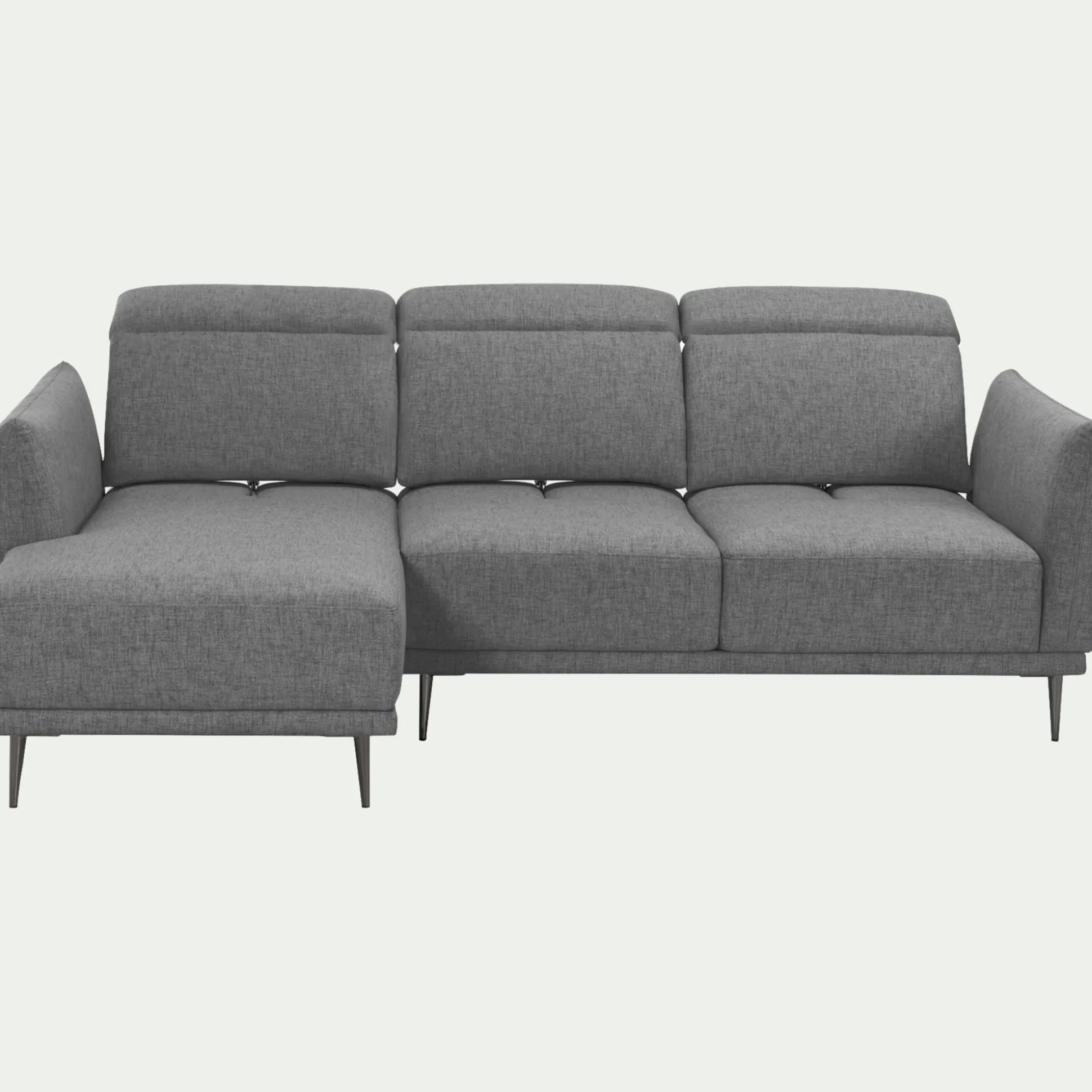 Canapé d'angle gauche fixe en tissu avec fonction avance-recul - gris restanque