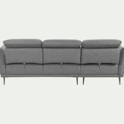 Canapé d'angle gauche fixe en tissu avec fonction avance-recul - gris restanque