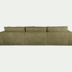 Canapé d'angle gauche fixe en velours côtelé - vert cèdre