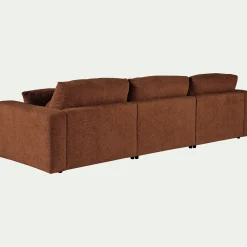 Canapé d'angle gauche fixe en tissu chenille Benjo - brun rustrel