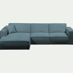 Canapé d'angle gauche fixe en tissu genesis - bleu