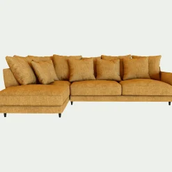 Canapé d'angle gauche fixe en tissu monclar- jaune argan