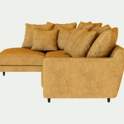 Canapé d'angle gauche fixe en tissu monclar- jaune argan