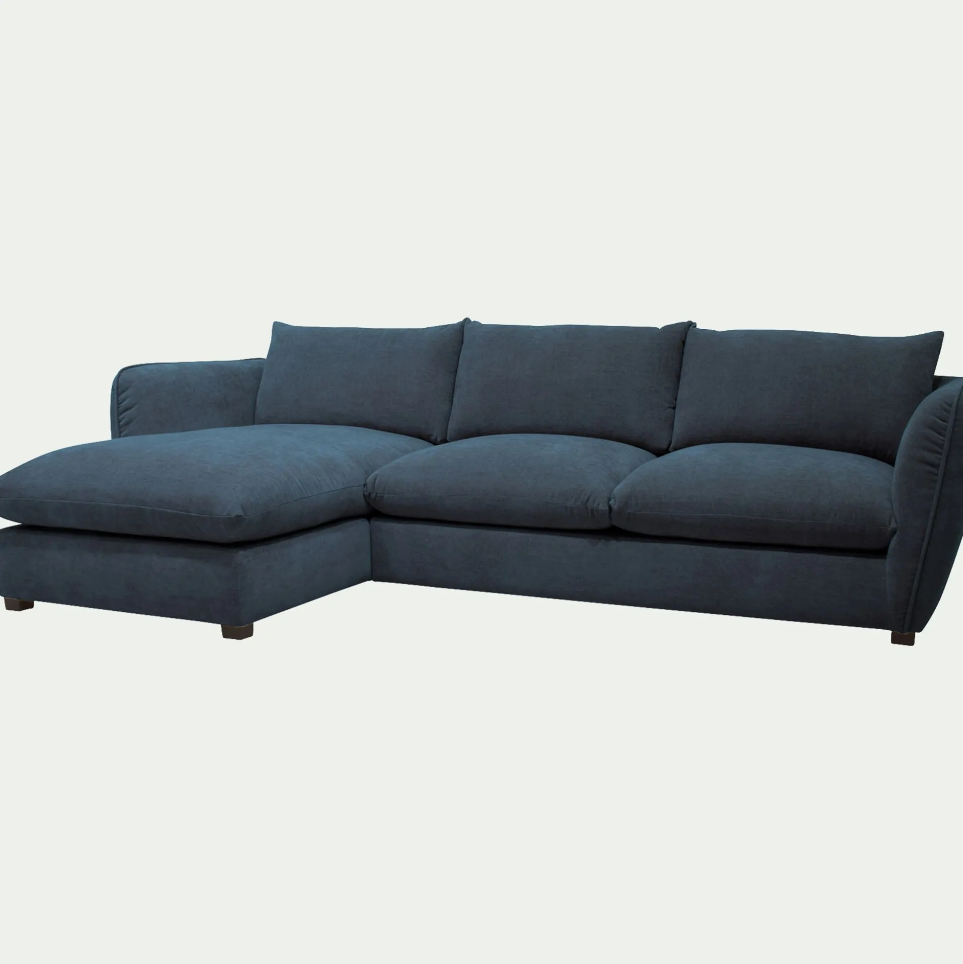 Canapé d'angle gauche fixe en tissu Nature - bleu