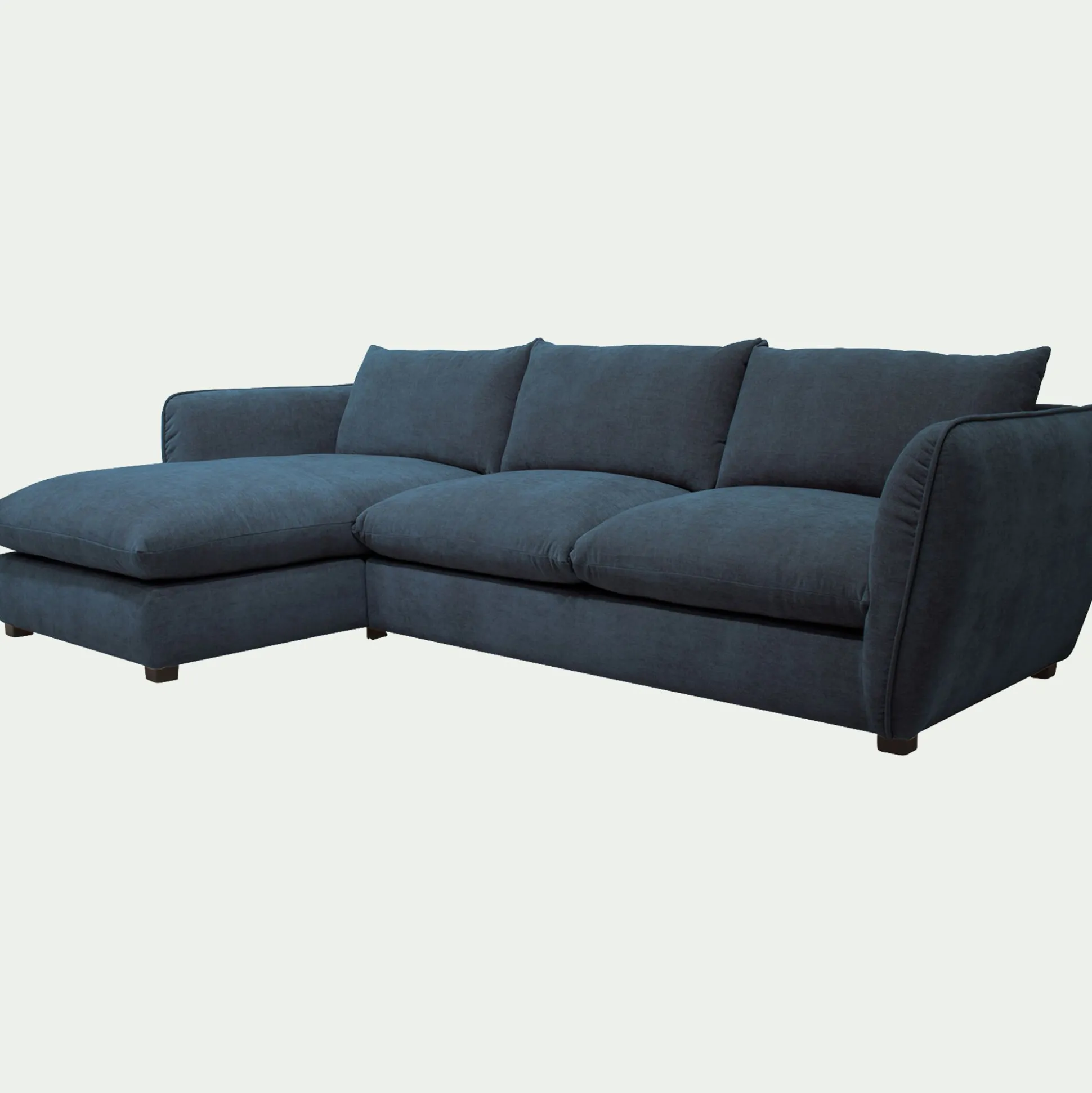 Canapé d'angle gauche fixe en tissu Nature - bleu