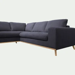 Canapé d'angle gauche fixe en tissu Crown - bleu calabrun