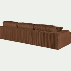 Canapé d'angle gauche fixe en tissu côtelé bita - brun rustrel