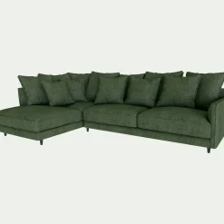 Canapé d'angle gauche fixe en tissu monclar - vert cèdre