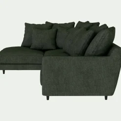 Canapé d'angle gauche fixe en tissu monclar - vert cèdre