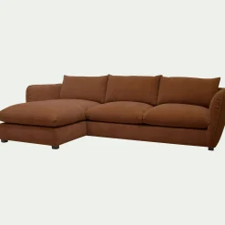 Canapé d'angle gauche fixe en tissu Nature - brun rustrel
