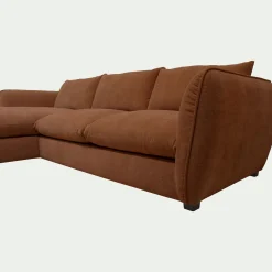 Canapé d'angle gauche fixe en tissu Nature - brun rustrel
