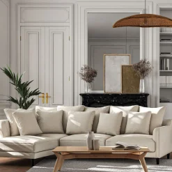 Canapé d'angle gauche fixe en tissu monclar - beige roucas